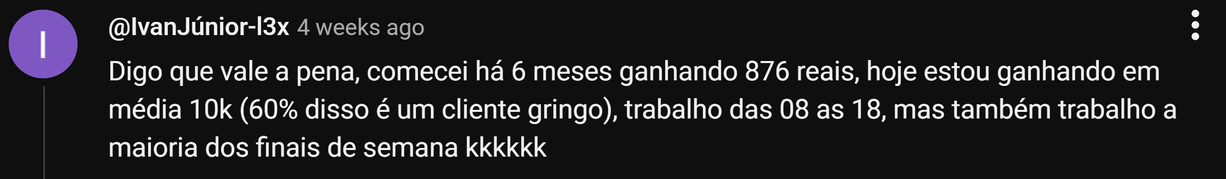 Depoimento de aluno fechando cliente de edição