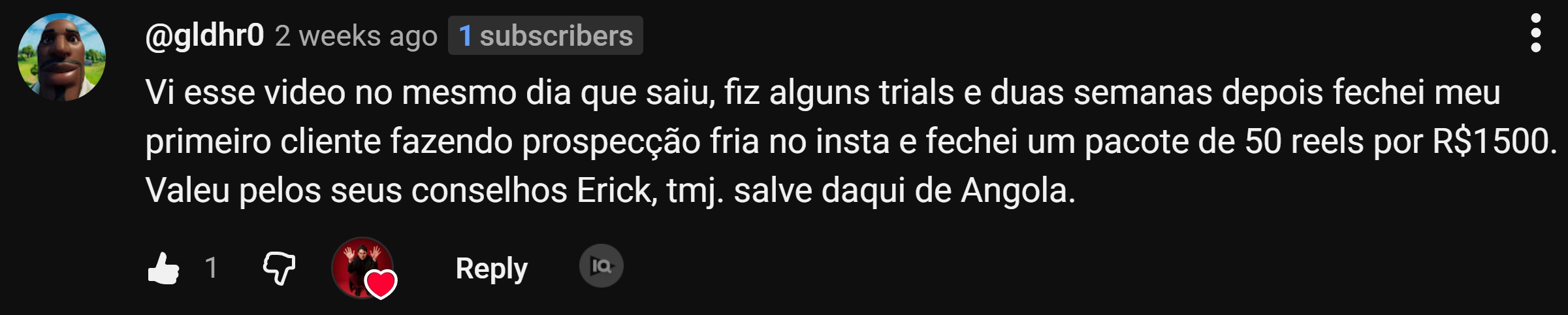 Depoimento de aluno fechando cliente de edição