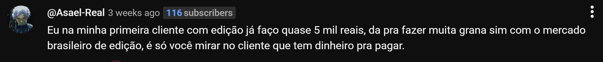 Depoimento de aluno fechando cliente de edição