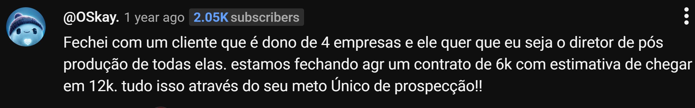 Depoimento de aluno fechando cliente de edição