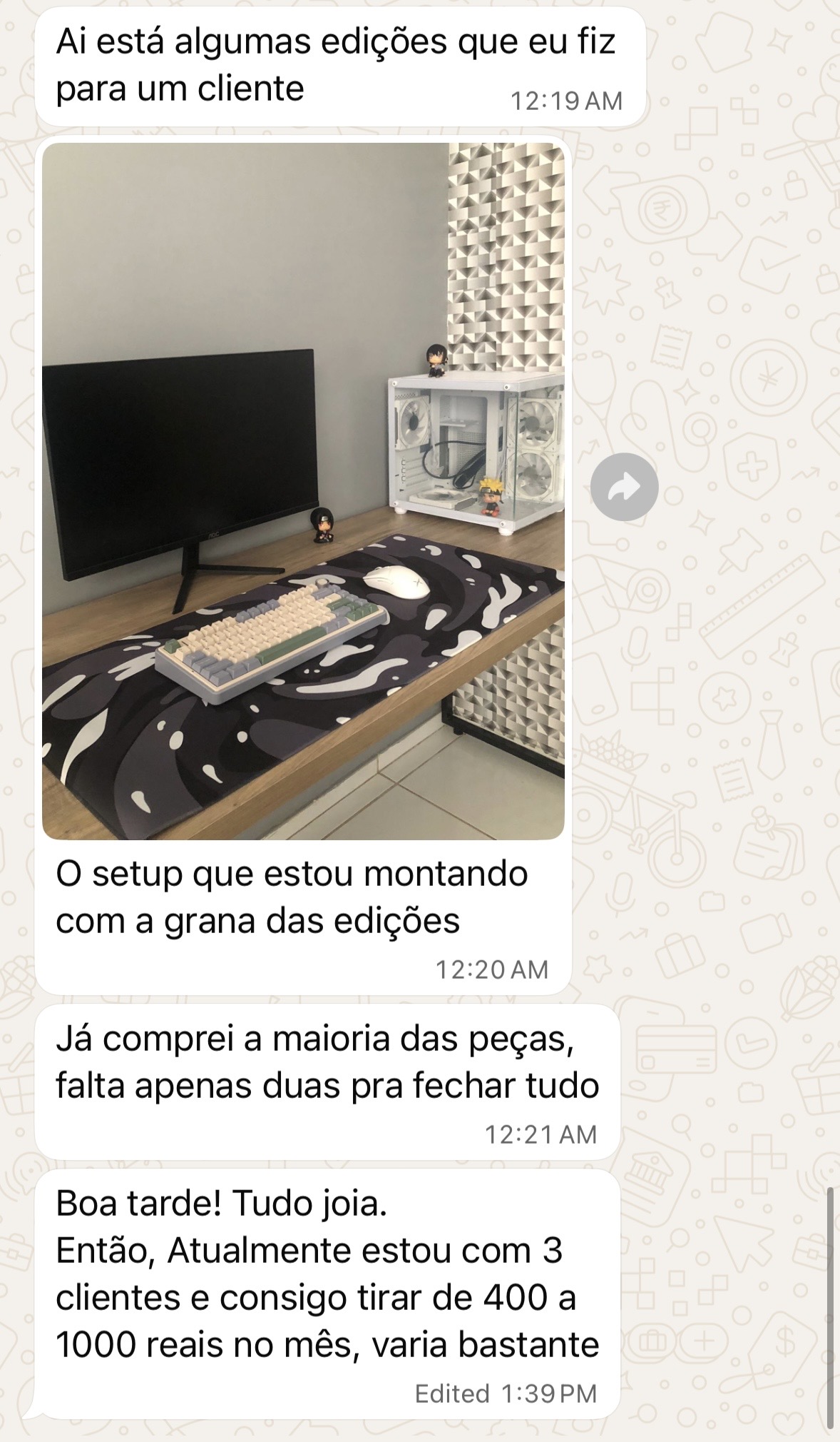 Depoimento de aluno fechando cliente de edição