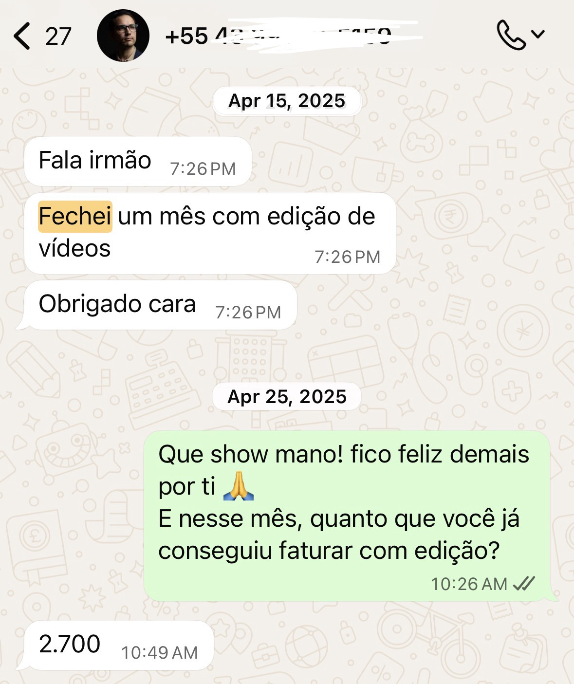 Depoimento de aluno fechando cliente de edição