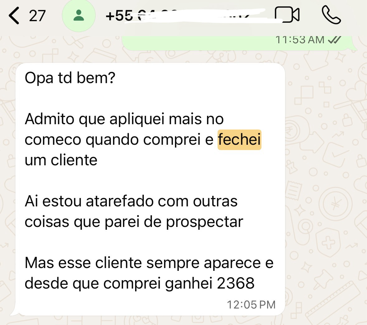 Depoimento de aluno fechando cliente de edição