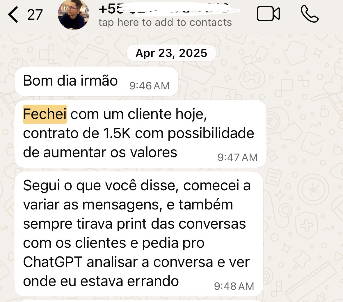 Depoimento de aluno fechando cliente de edição