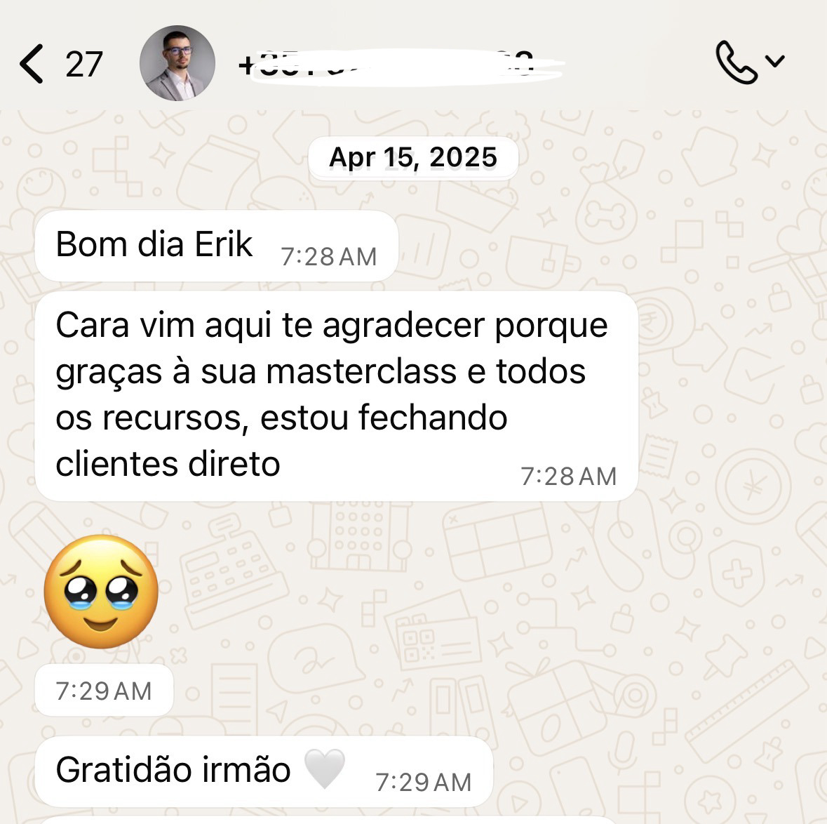 Depoimento de aluno fechando cliente de edição