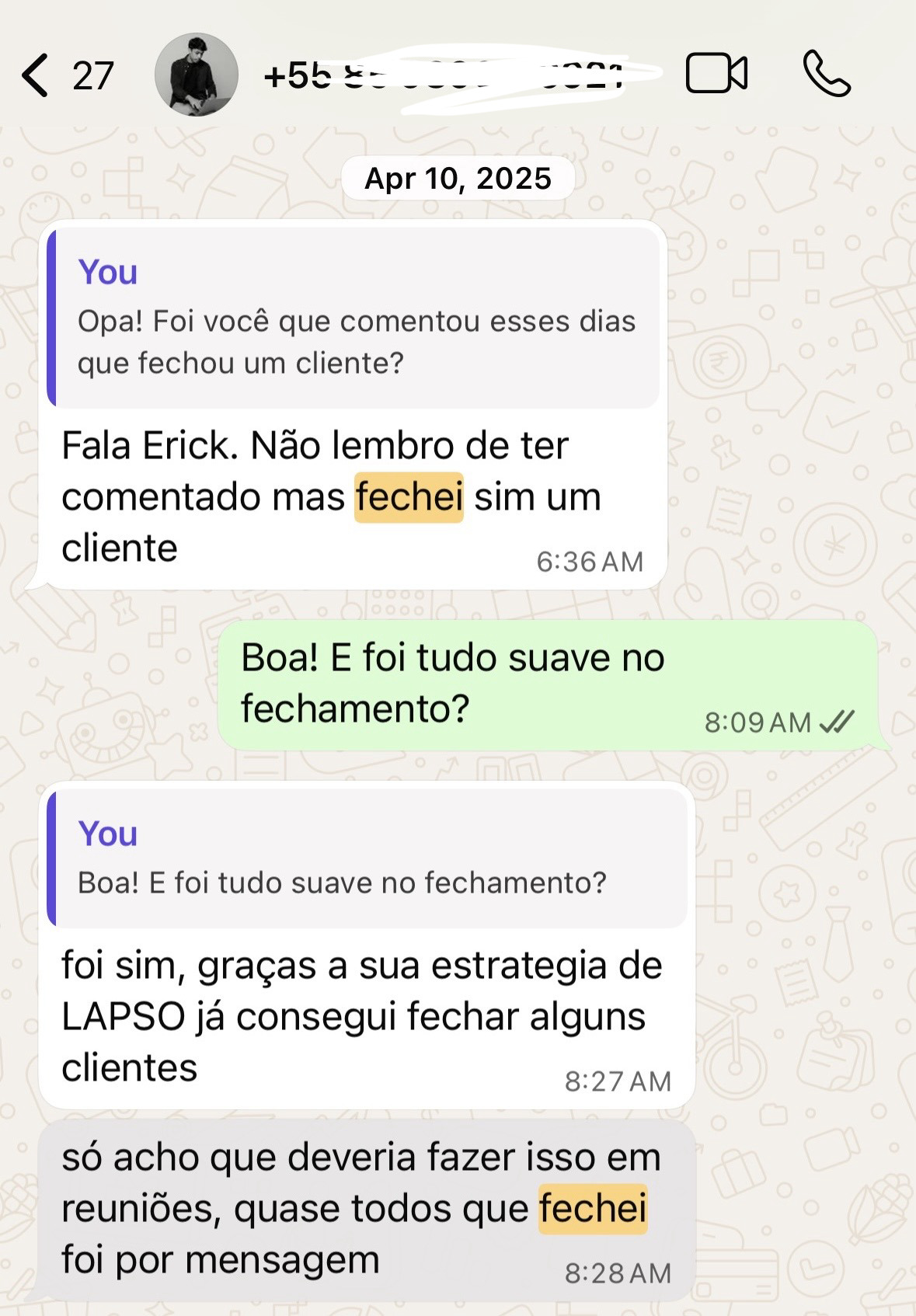 Depoimento de aluno fechando cliente de edição