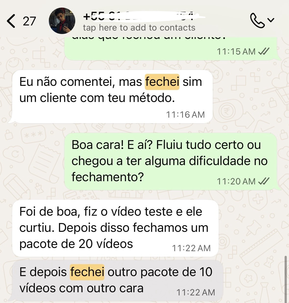 Depoimento de aluno fechando cliente de edição