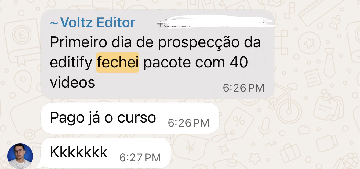 Depoimento de aluno fechando cliente de edição