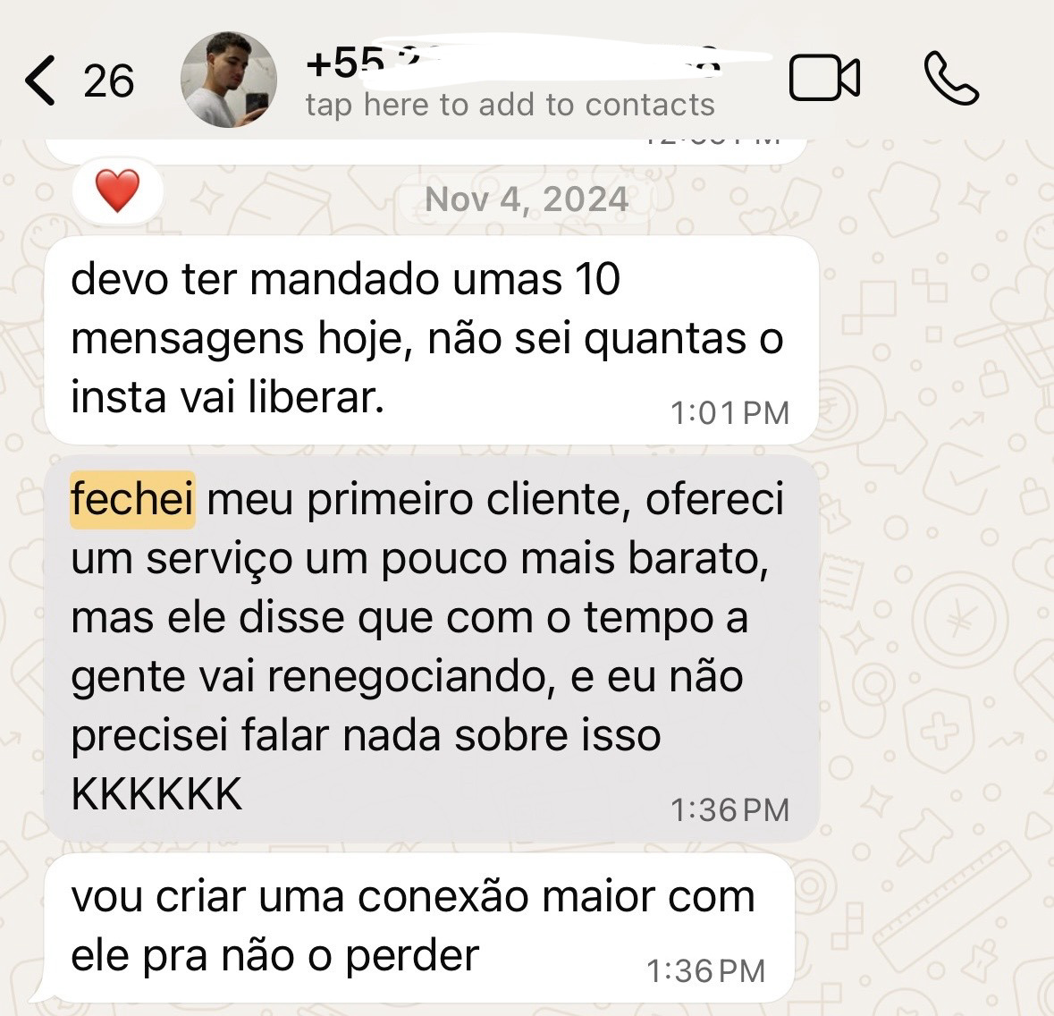 Depoimento de aluno fechando cliente de edição