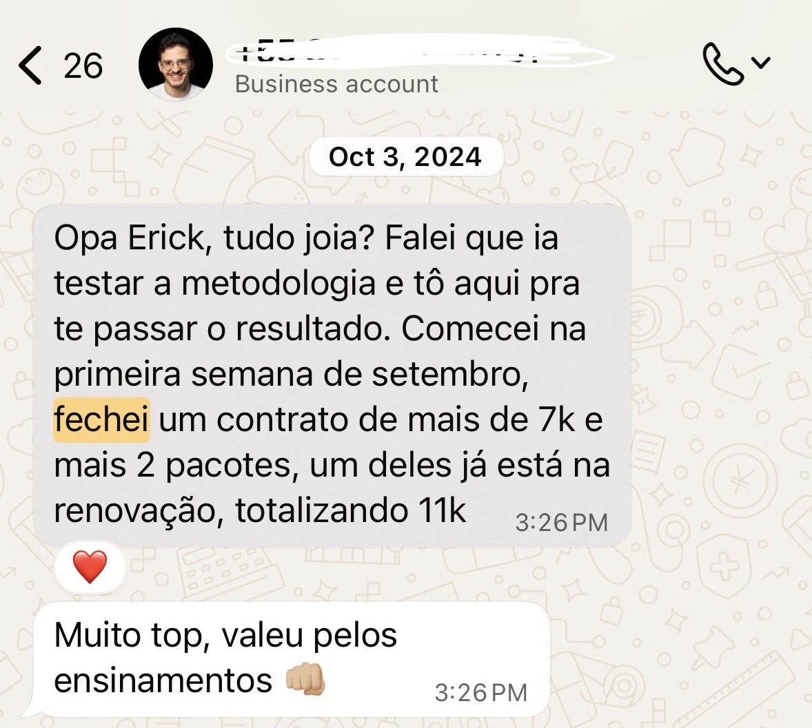 Depoimento de aluno fechando cliente de edição