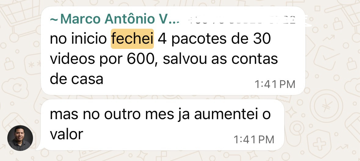 Depoimento de aluno fechando cliente de edição