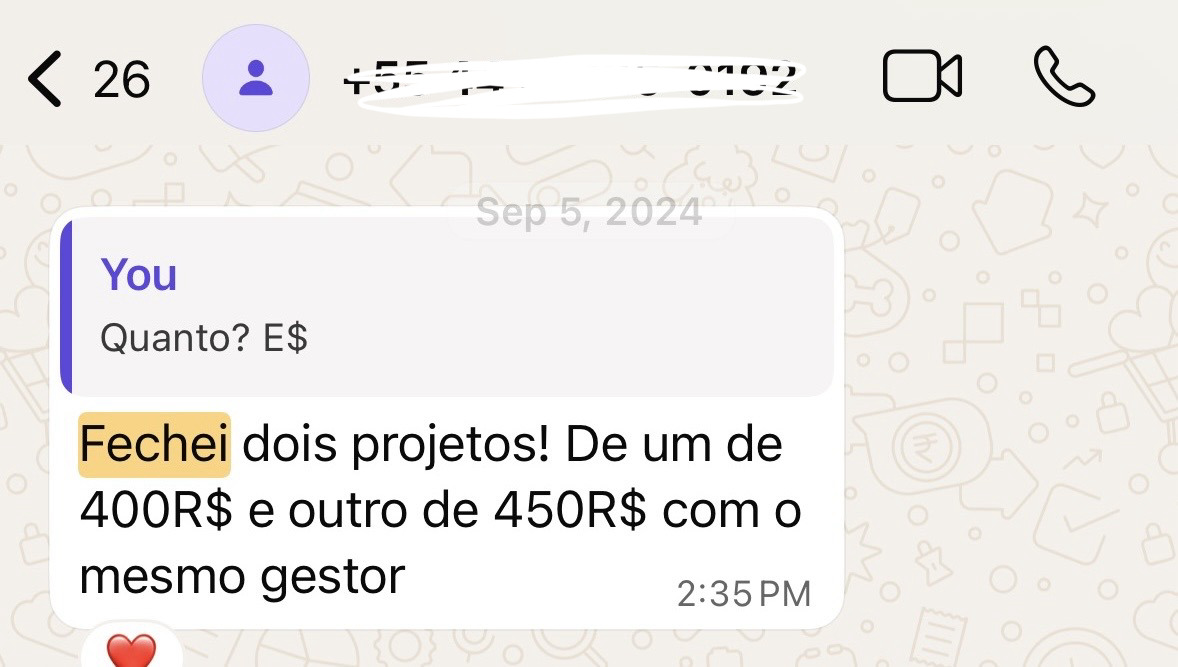 Depoimento de aluno fechando cliente de edição