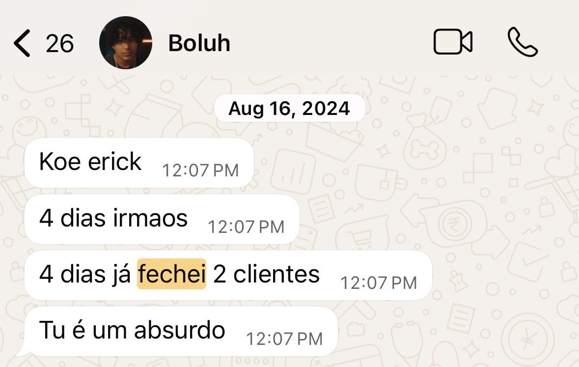Depoimento de aluno fechando cliente de edição
