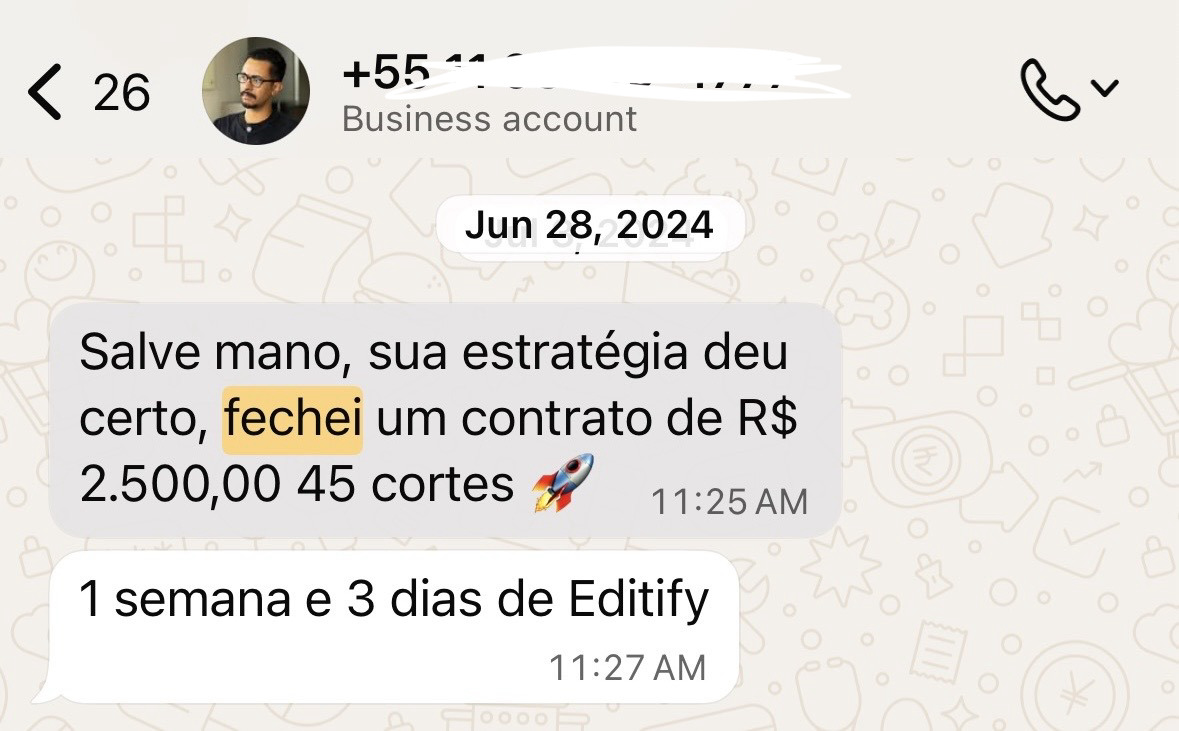 Depoimento de aluno fechando cliente de edição